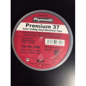 VINYL ELECTRICAL TAPE RED 3/4 IN X 66 FT 7 MIL 600V PREMIUM 37 221 DEG. F P/C