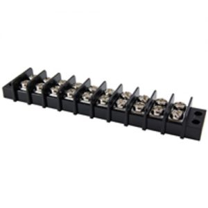 Terminal Block Barrier Dual Row 10 Pole 9.50mm Pitch 300V 20A Panel Mount 22-14awg Wire Range