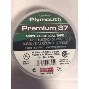 VINYL ELECTRICAL TAPE GREEN 3/4 IN X 66 FT 7 MIL 600V PREMIUM 37 221 DEG. F C/L