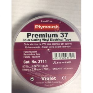 VINYL ELECTRICAL TAPE VIOLET 3/4 IN X 66 FT 7 MIL 600V PREMIUM 37 221 DEG. F P/C