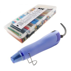 Contains 1 PC HG-300D 350W mini heat gun and 1 PC HS-ASST-9 heat shrink assortment thin wall colors