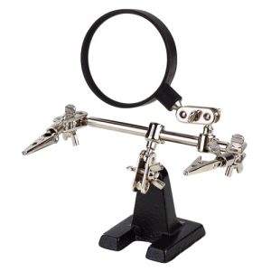 Helping Hand Tool With Magnifying Glass Alligator Spring Holding Clips Cast Iron Base