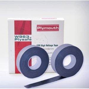 HIGH+LOW VOLTAGE RUBBER INSULATING TAPE W/LINE BLACK 1 IN X 30 FT 30MIL 69KV 266 DEG. F PLYSAFE BOX