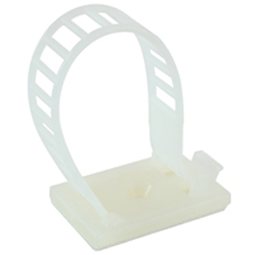 Ladder Adjustable Cable Clamp 3.45 Inch Natural Nylon With Adhesive Base 10/bag