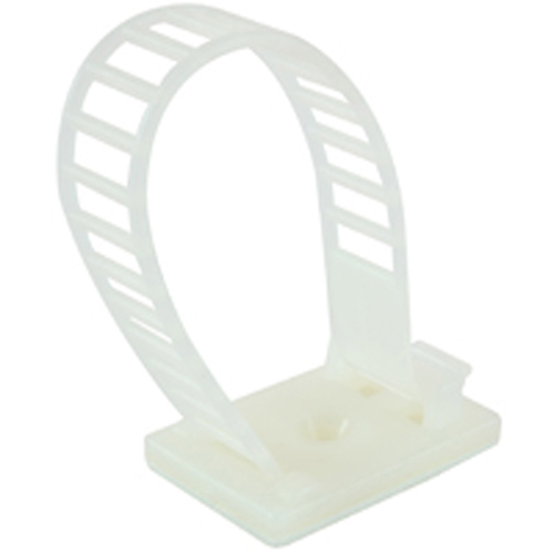 Ladder Adjustable Cable Clamp 4.25 Inch Natural Nylon With Adhesive Base 10/bag                     