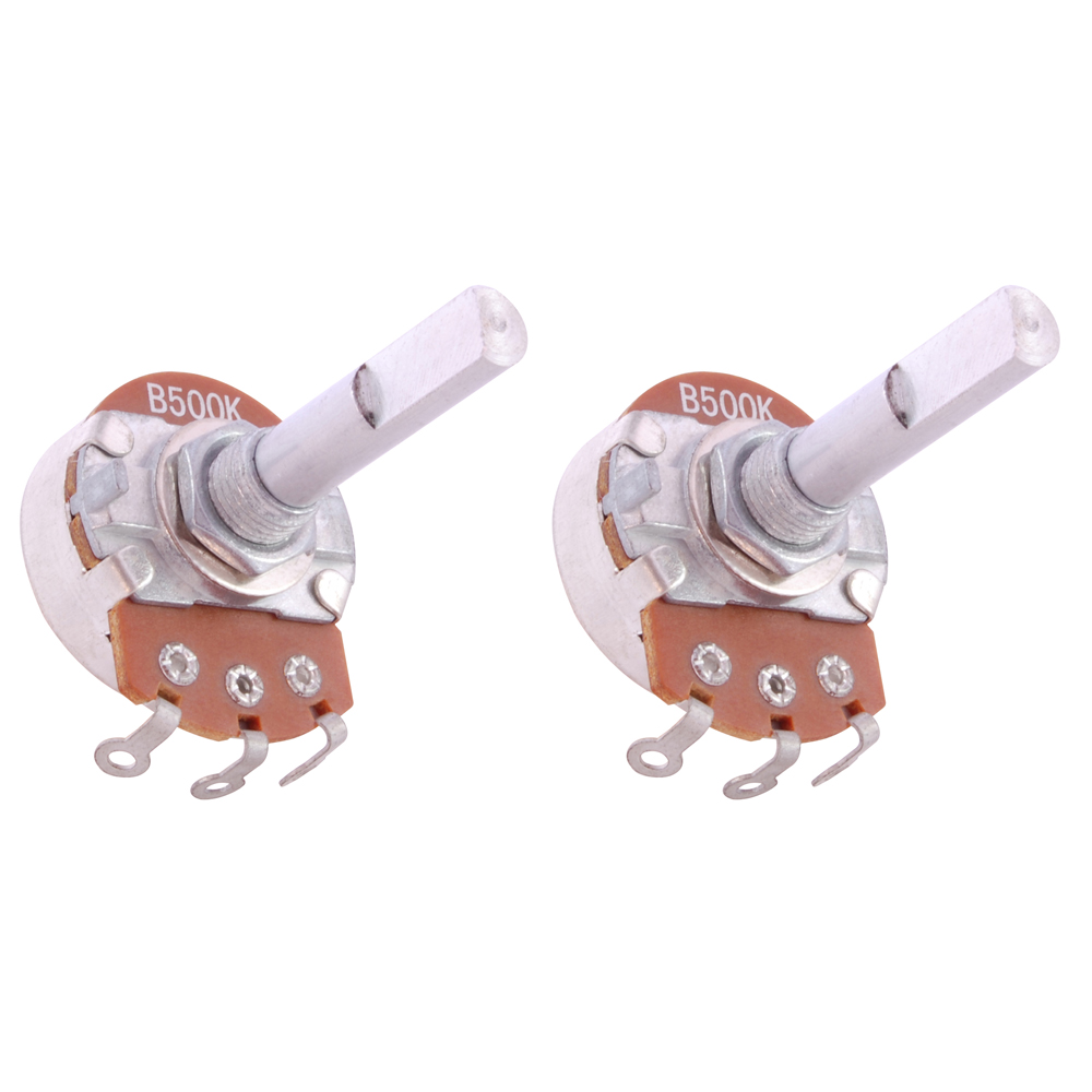 Potentiometer 1/2 Watt 500K Ohm 24mm 6mm Shaft Dia. 1.18 In Shaft Single Turn Sldr Lug Term 2/pkg   