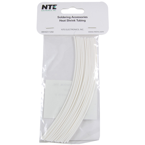Heat Shrink 3/32 In Dia Thin Wall White 6 In Length 30 Pieces Per Package 2:1 Shrink Ratio          