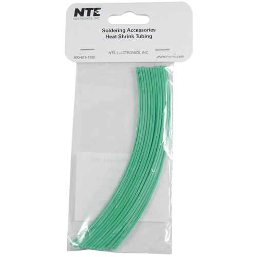 Heat Shrink 1/8 In Dia Thin Wall Green 6 In Length 30 Pieces Per Package 2:1 Shrink Ratio           