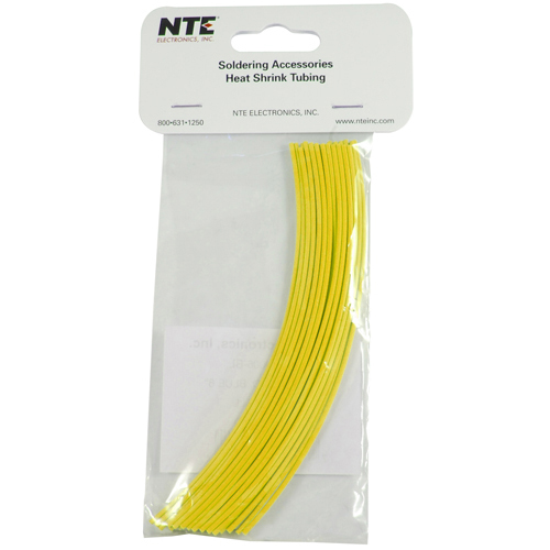 Heat Shrink 1/8 In Dia Thin Wall Yellow 6 In Length 30 Pieces Per Package 2:1 Shrink Ratio          