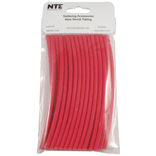 Heat Shrink 3/16 In Dia Thin Wall Red 6 In Length 25 Pieces Per Package 2:1 Shrink Ratio            