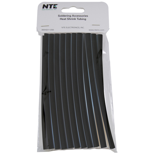 Heat Shrink 1/4 In Dia Thin Wall Black 6 In Length 20 Pieces Per Package 2:1 Shrink Ratio           