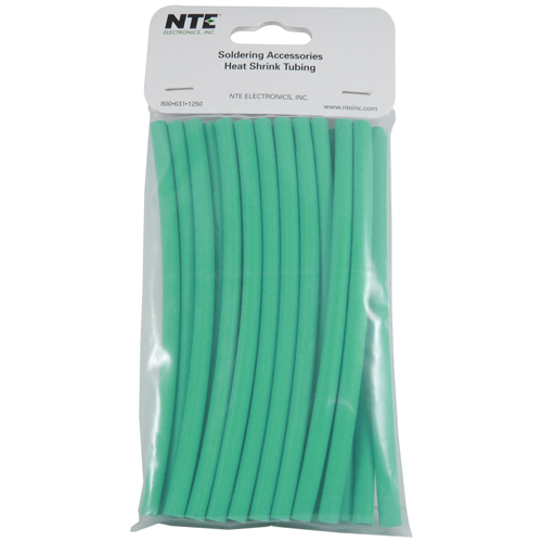 Heat Shrink 1/4 In Dia Thin Wall Green 6 In Length 20 Pieces Per Package 2:1 Shrink Ratio           