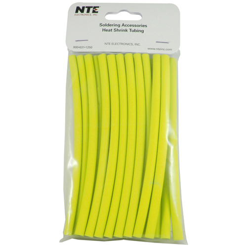 Heat Shrink 1/4 In Dia Thin Wall Yellow 6 In Length 20 Pieces Per Package 2:1 Shrink Ratio
