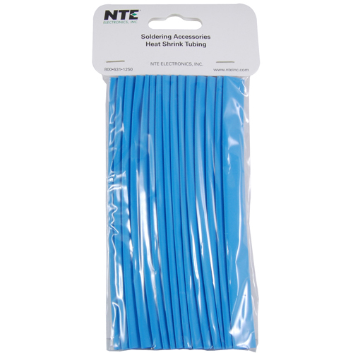 Heat Shrink 3/8 In Dia Thin Wall Blue 6 In Length 15 Pieces Per Package 2:1 Shrink Ratio            