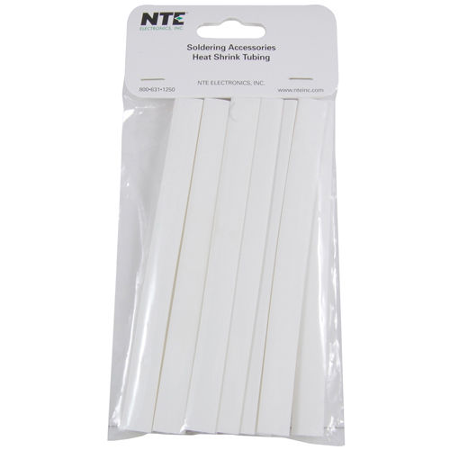 Heat Shrink 3/8 In Dia Thin Wall White 6 In Length 15 Pieces Per Package 2:1 Shrink Ratio           