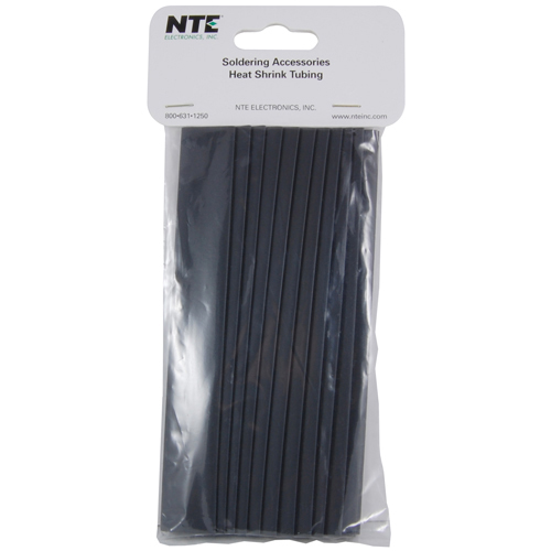 Heat Shrink 1/2 In Dia Thin Wall Black 6 In Length 12 Pieces Per Package 2:1 Shrink Ratio           