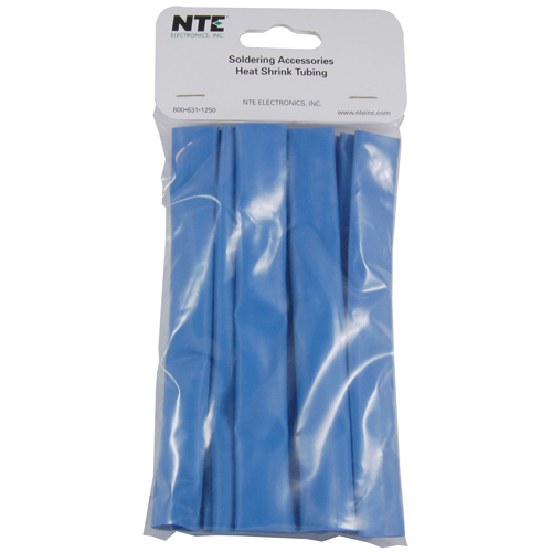 Heat Shrink 1/2 In Dia Thin Wall Blue 6 In Length 12 Pieces Per Package 2:1 Shrink Ratio            