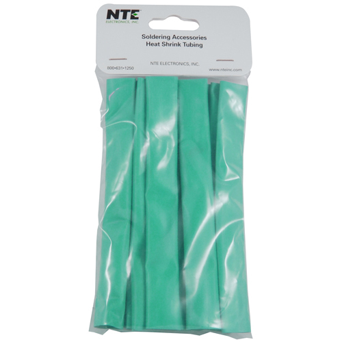 Heat Shrink 1/2 In Dia Thin Wall Green 6 In Length 12 Pieces Per Package 2:1 Shrink Ratio           