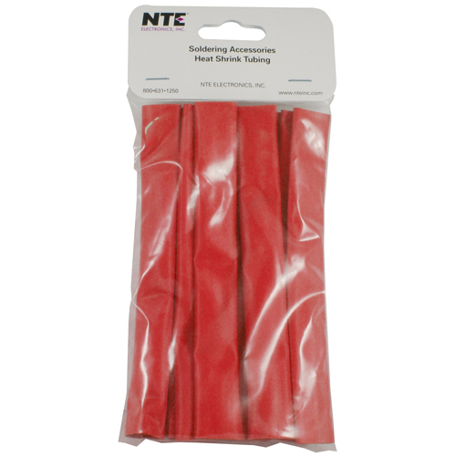 Heat Shrink 1/2 In Dia Thin Wall Red 6 In Length 12 Pieces Per Package 2:1 Shrink Ratio             