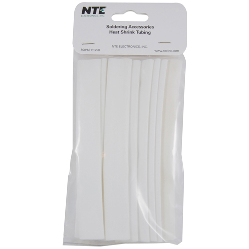 Heat Shrink 1/2 In Dia Thin Wall White 6 In Length 12 Pieces Per Package 2:1 Shrink Ratio           