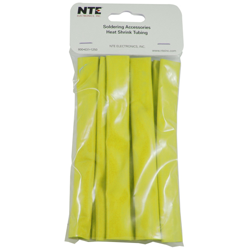 Heat Shrink 1/2 In Dia Thin Wall Yellow 6 In Length 12 Pieces Per Package 2:1 Shrink Ratio          