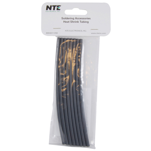 Heat Shrink 1/8 In Dia Dual Wall W/adhesive Black 6 In Length 8 PCs Per Package 3:1 Shrink Ratio