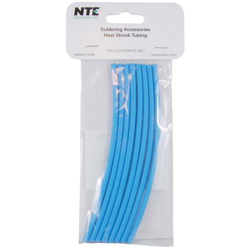 Heat Shrink 1/8 In Dia Dual Wall W/adhesive Blue 6 In Length 8 PCs Per Package 3:1 Shrink Ratio