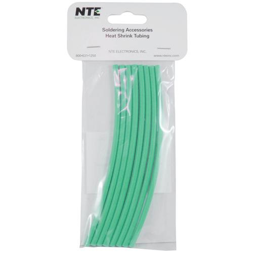 Heat Shrink 1/8 In Dia Dual Wall W/adhesive Green 6 In Length 8 PCs Per Package 3:1 Shrink Ratio