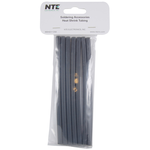 Heat Shrink 3/16 In Dia Dual Wall W/adhesive Black 6 In Length 7 PCs Per Package 3:1 Shrink Ratio   