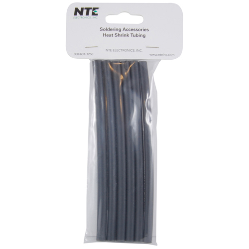 Heat Shrink 1/4 In Dia Dual Wall W/adhesive Black 6 In Length 6 PCs Per Package 3:1 Shrink Ratio