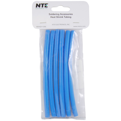 Heat Shrink 1/4 In Dia Dual Wall W/adhesive Blue 6 In Length 6 PCs Per Package 3:1 Shrink Ratio
