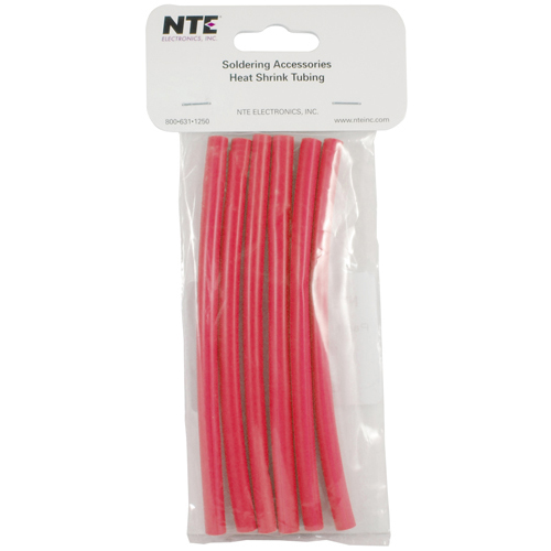 Heat Shrink 1/4 In Dia Dual Wall W/adhesive Red 6 In Length 6 PCs Per Package 3:1 Shrink Ratio