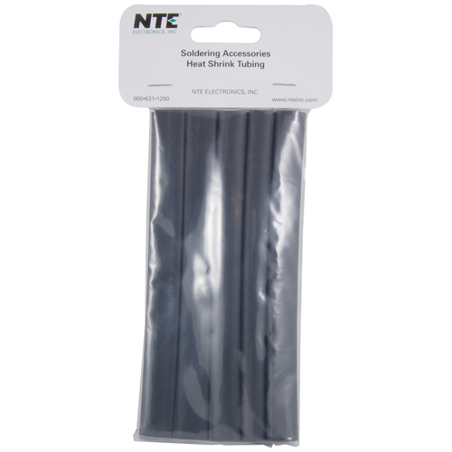 Heat Shrink 3/8 In Dia Dual Wall W/adhesive Black 6 In Length 5pcs Per Package 3:1 Shrink Ratio     