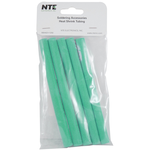 Heat Shrink 3/8 In Dia Dual Wall W/adhesive Green 6 In Length 5 PCs Per Package 3:1 Shrink Ratio    