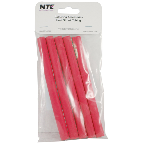 Heat Shrink 3/8 In Dia Dual Wall W/adhesive Red 6 In Length 5 PCs Per Package 3:1 Shrink Ratio      