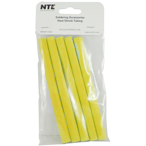 Heat Shrink 3/8 In Dia Dual Wall W/adhesive Yellow 6 In Length 5 PCs Per Package 3:1 Shrink Ratio   