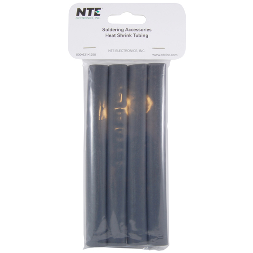 Heat Shrink 1/2 In Dia Dual Wall W/adhesive Black 6 In Length 4 PCs Per Package 3:1 Shrink Ratio    
