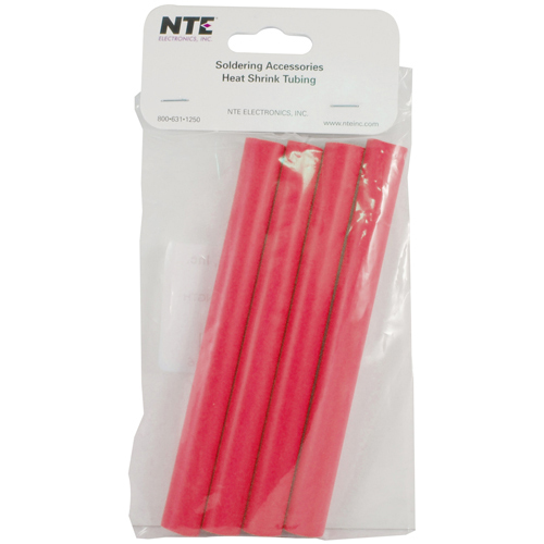 Heat Shrink 1/2 In Dia Dual Wall W/adhesive Red 6 In Length 4 PCs Per Package 3:1 Shrink Ratio      