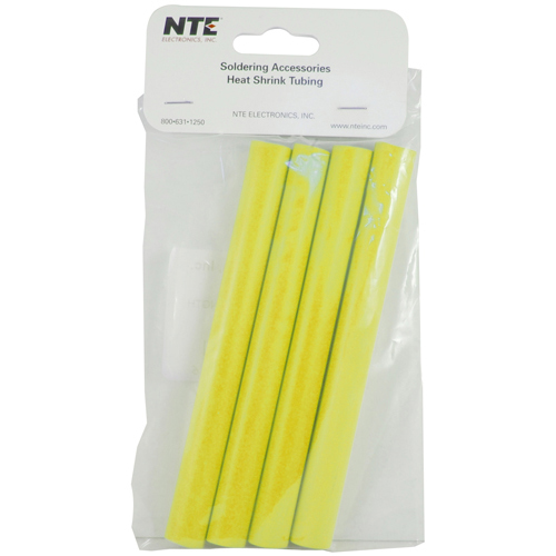Heat Shrink 1/2 In Dia Dual Wall W/adhesive Yellow 6 In Length 4 PCs Per Package 3:1 Shrink Ratio   