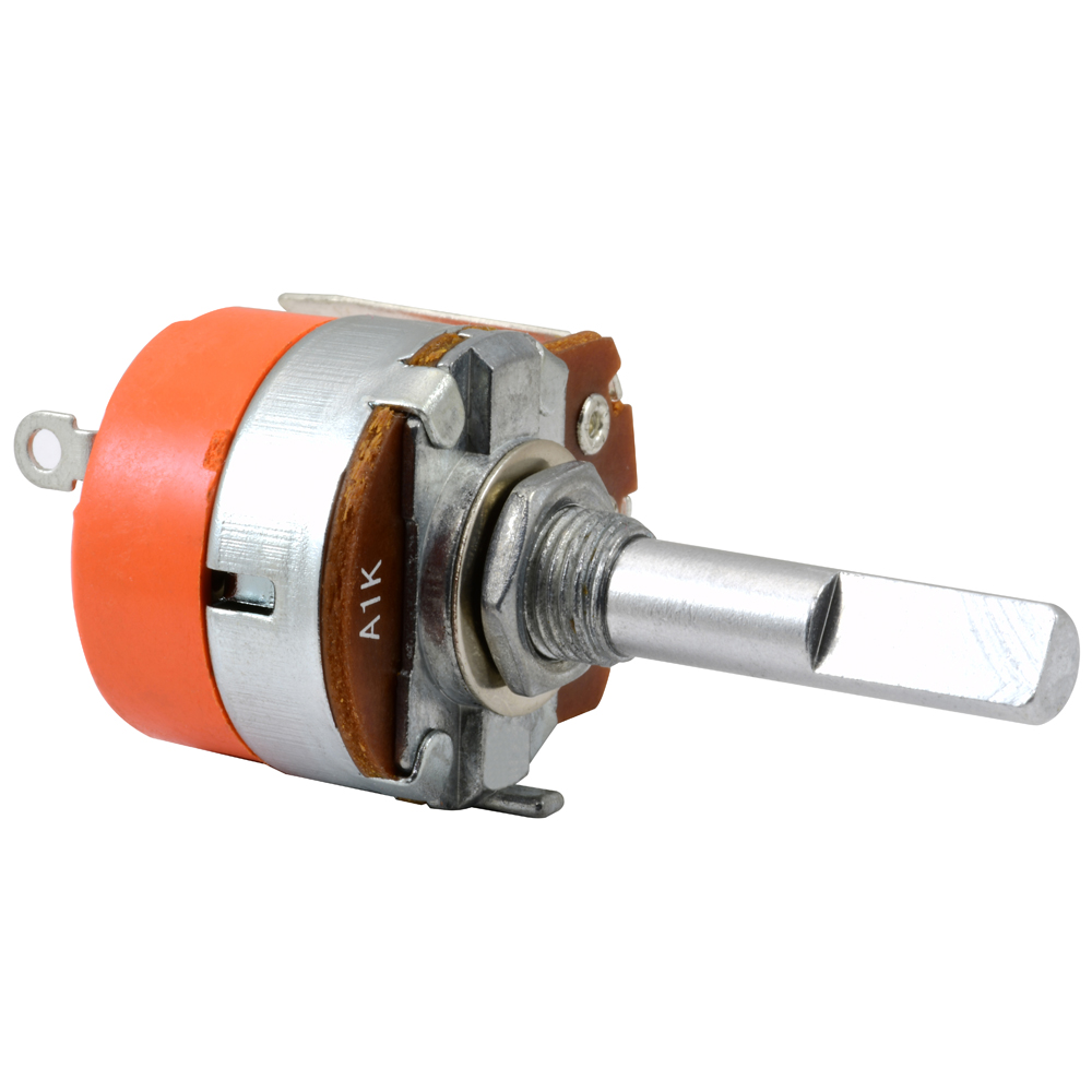 Potentiometer 1/4 Watt 1k Ohm 24mm 6mm Shaft Diameter 1.18 In Shaft Single Turn Combo Terminals     