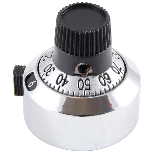 Dial-7/8 Inch Diameter 1/4 Inch Shaft Diameter 15 Turn Locking Brake Chrome Finish W/ Black MarkingS