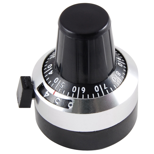 Dial-7/8 Inch Diameter 1/4 Inch Shaft Diameter 10 Turn Locking Brake Satin Chrome Finish W/ Black   