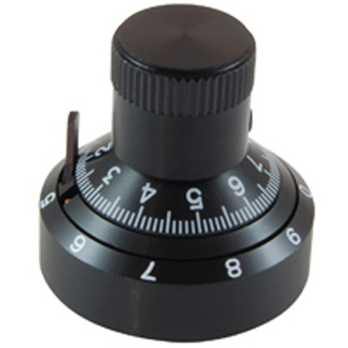 Dial 1 Inch Diameter 1/4 Inch Shaft Diameter 10 Turn 412 Vernier Scale Aluminum Black Finish Brake  