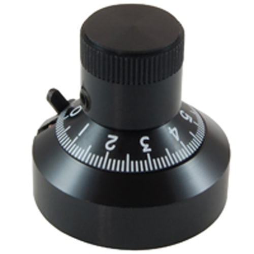 Dial 1 Inch Diameter 1/4 Inch Shaft Diameter 1 Turn 512 Vernier Scale Aluminum Black Finish Brake   