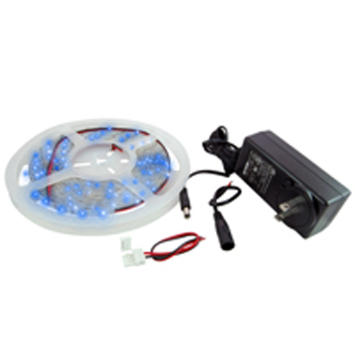 LED Strip Kit Blue 16.4ft 300 (3528) LEDs 12V 24W Includes LED Strip, Power Supply And Connectors   