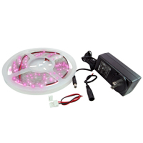 LED Strip Kit Pink 16.4ft 300 (3528) LEDs 12V 24W Includes LED Strip, Power Supply And Connectors   