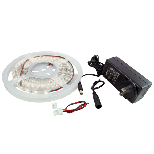 LED Strip Kit Warm White 16.4ft 300 (3528) LEDs 12V 24W Includes LED Strip/power Supply/connectors  
