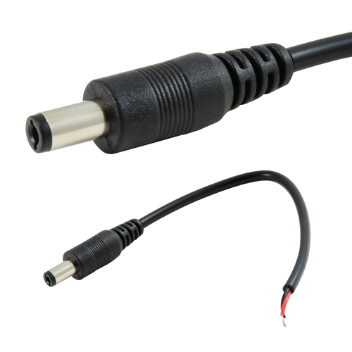 Male DC Plug 2.1mm X 5.5mm With 5.75 Inch Wire Leads                                                