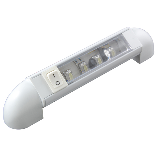 LED Light Rotating Swivel 12/24VDC 4 White LEDs White Housing Clear Lens With Rocker Switch 0.3 WatT