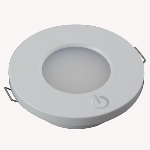 LED Light Round Interior 12/24VDC 14 White LEDs White Housing With Touch Switch On Housing 2.5 WattS